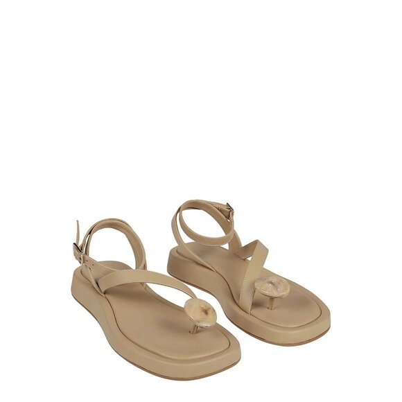 GIA BORGHINI x RHW Plexi Gem Stone Toe Sandals in Taupe 40.5 Womens Wrap Leather - Picture 1 of 15